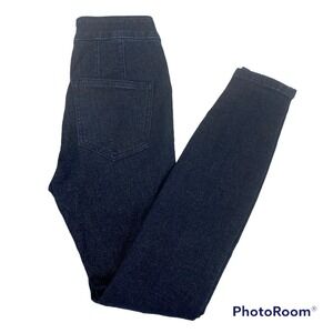 Anthropologie Women Sz 25 Mid Rise Blue Denim Leggings Gold Sparked Light Weight